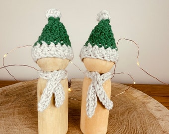 crochet christmas decor, macramé xmas decor, christmas elf, family ornament, first christmas ornament, matching ornaments,long distance gift