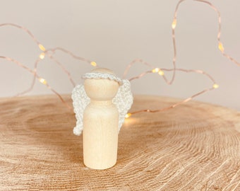 Angel wood peg doll small, handmade Christmas, Christmas decoration, Christmas gift, gift, Sandi Christmas, guardian angel,