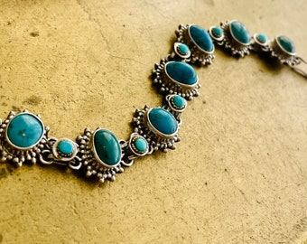 Vintage silver and turquoise bracelet