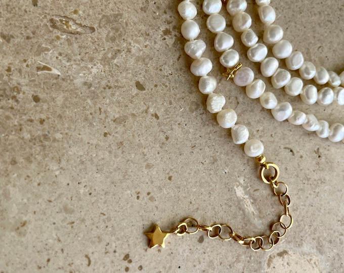 Boho style freshwater belly chain, knotted dainty pearl adjustable waist chain, multiway necklace