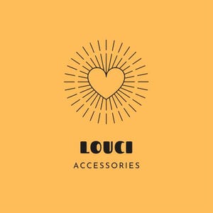 May include: A black and white line art logo with a heart shape inside a circle of radiating lines. The text "LOUCI ACCESSORIES" is below the logo.
