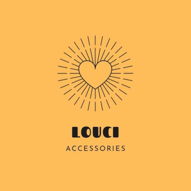 May include: A black and white line art logo with a heart shape inside a circle of radiating lines. The text "LOUCI ACCESSORIES" is below the logo.