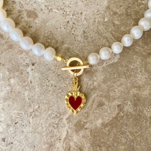 Sacred Heart pearl choker image 3