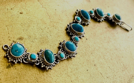 Statement silver and turquoise vintage bracelet