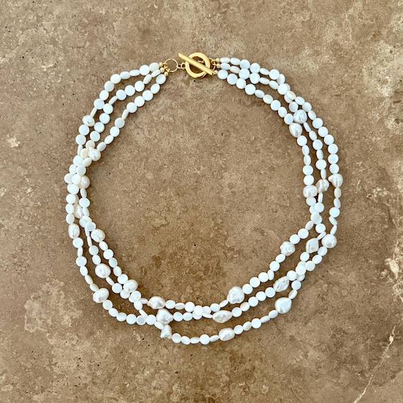 Freshwater pearl and shell necklace