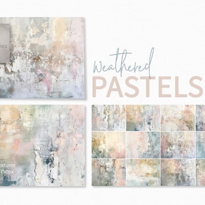 Pastéis envelhecidos - Pinturas grunge em pastel envelhecido - Texturas pastel desgastadas - Fundos pastel suaves e opacos - Texturas de fundo sujas