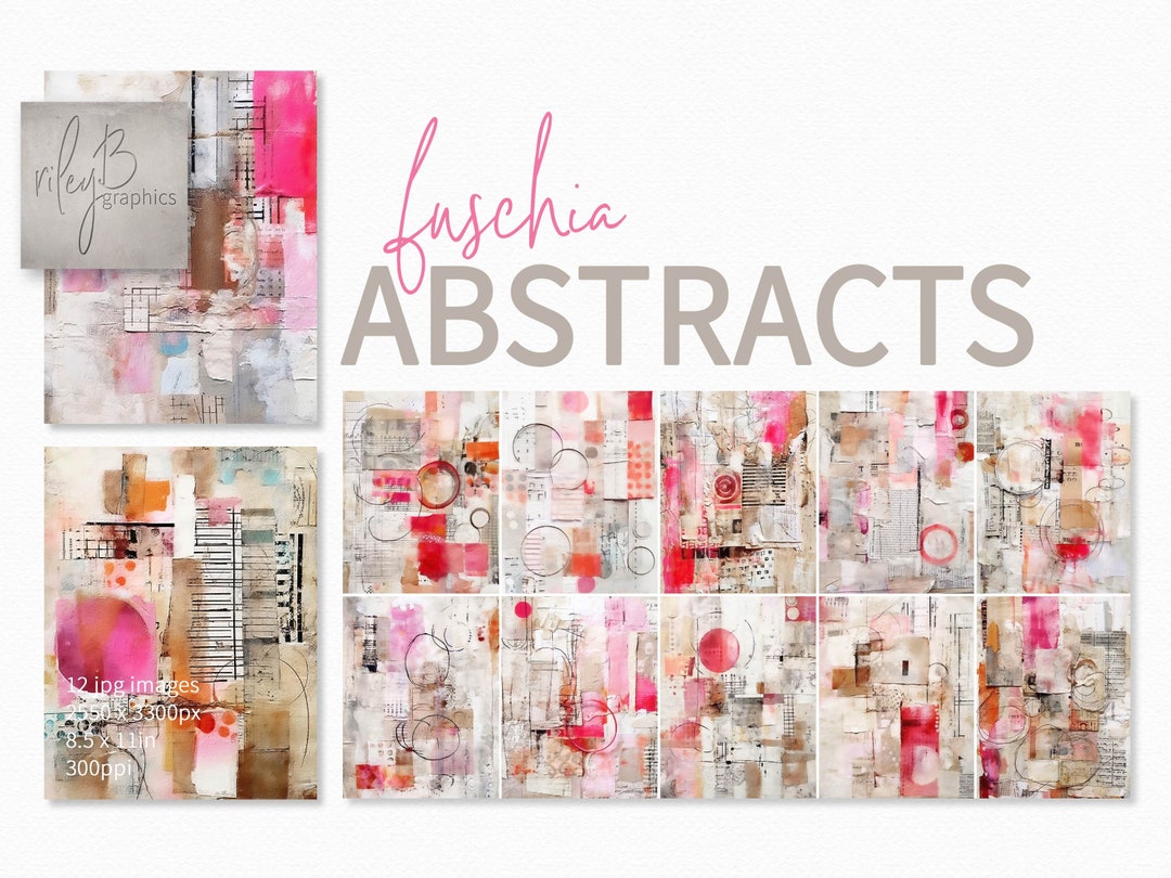Fuscha Abstract Fuschia Abstracts – Bold Mixed Media Layers – Contemporary Art ...