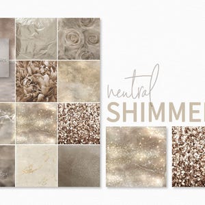 Neutrale Schimmer - Subtile metallische Texturen - Weiches Beige Funkeln - Eleganter Marmoreffekt - Zarte Blumenmuster - Satin und Glitzer