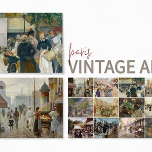 Paris Vintage Art – Antique Parisian Street Scene Prints – Retro French Market Art – Belle Époque Wall Decor – Old Paris Collection