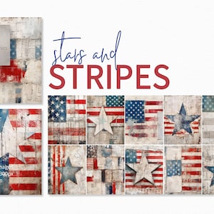 Stars and Stripes – Rustic American Flag and Star Art – Vintage Patriotic Wall Decor – Red White and Blue Mixed Media – Independence Day Art