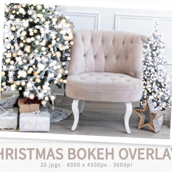 Christmas Bokeh Lights Overlays - String Light Overlays - Fairy Lights - Canopy Light Overlays - Christmas Lights - Glowing Bokeh Lights