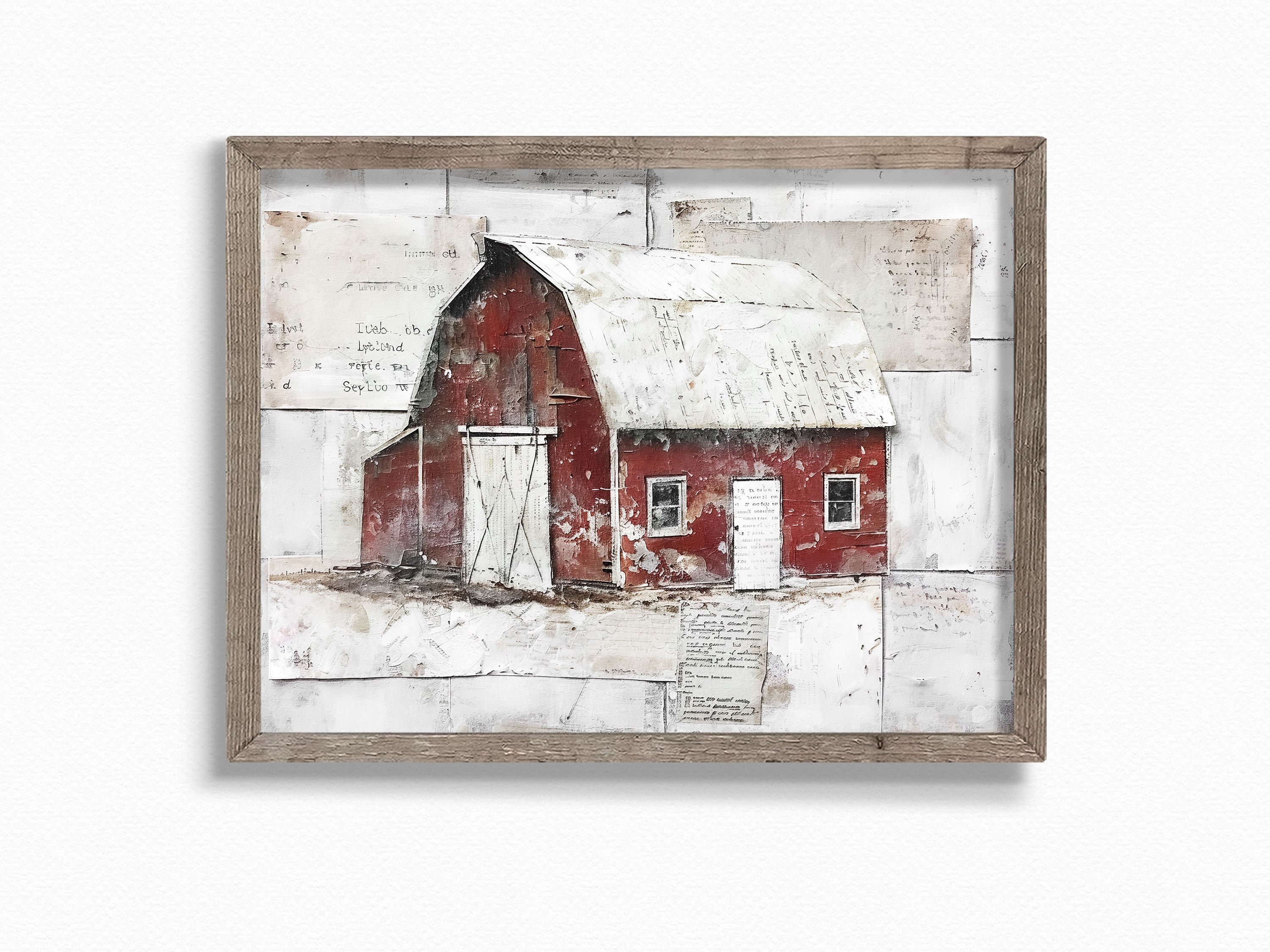 Little Red Barn – Rustic Farmhouse Barn Art – Vintage Winter Barn ...