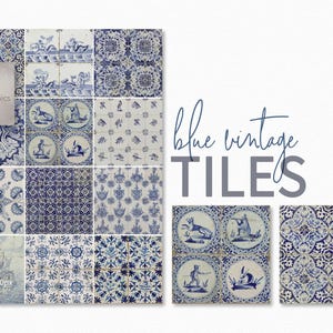 Azulejos vintage azules – Diseños de cerámica holandesa – Motivos de azulejos de Delft – Bordes florales ornamentados – Detalles históricos de cerámica índigo – Arte clásico de azulejos