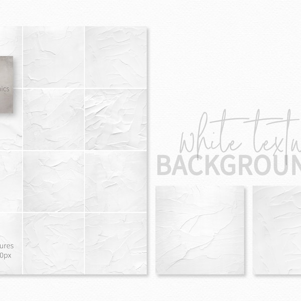 White Textured Background - Textured Digital Paper - White Plaster Art - White 3D Effect Image - White Abstract Textures - Modern Minimalist