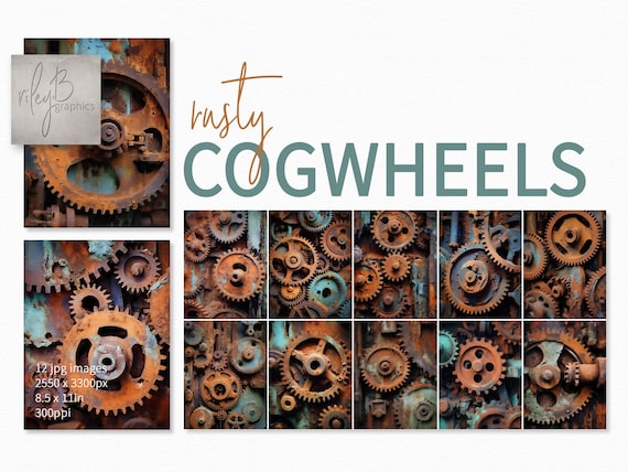 錆びた歯車 – 工業用スチームパンクギアテクスチャ – ヴィンテージの