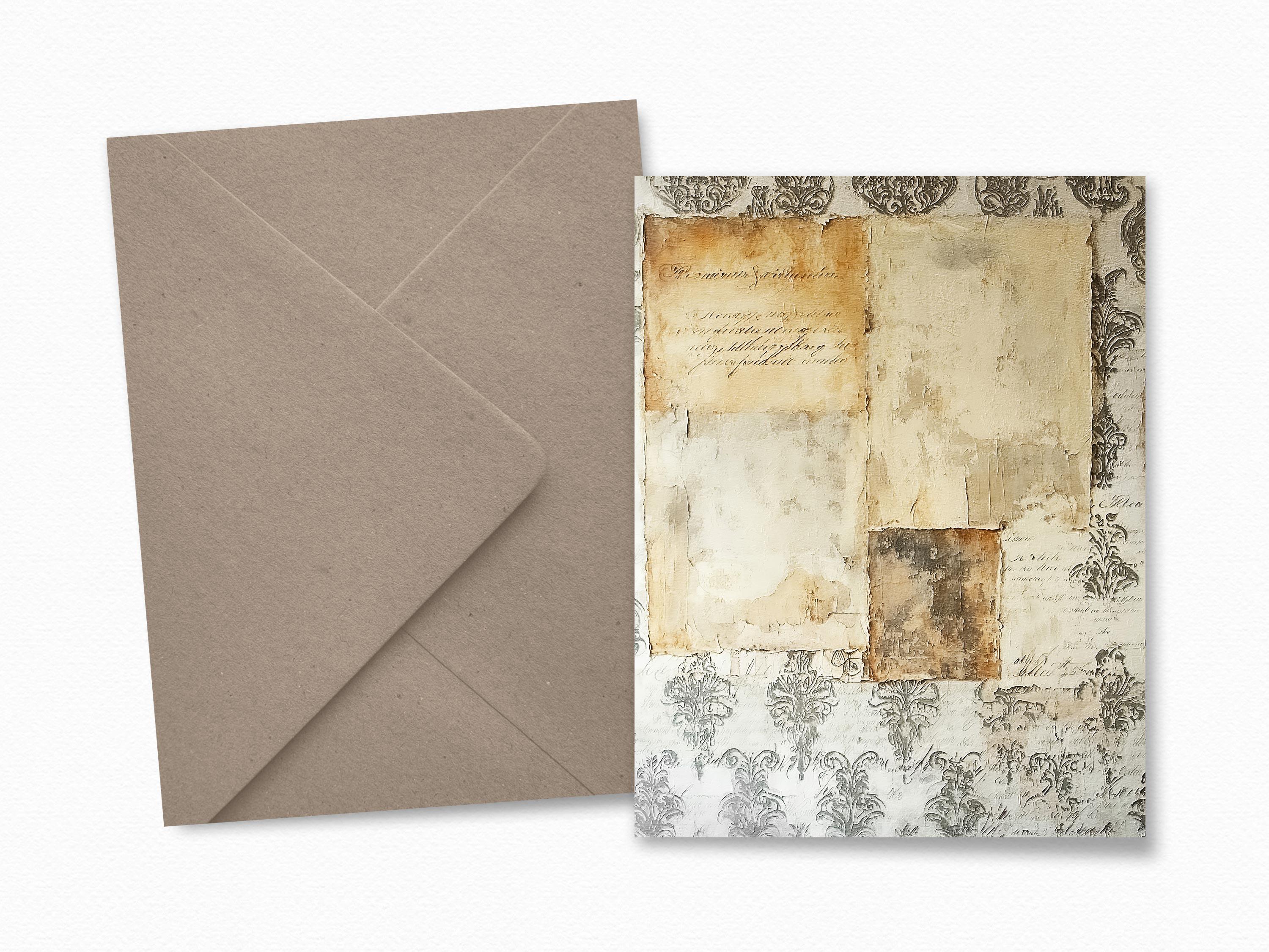 Venicitan Script Umber Venetian Scripts - Aged Paper Collage - Vintage Writing Textures ...