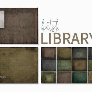 British Library – Linen Vintage Book Cover Textures – Dark Moss Green and Brown Textures – Aged Linen Inspired Backgrounds – Classic Tones