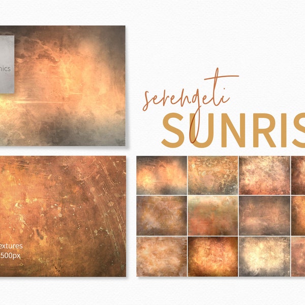 Serengeti Sunrise Textures - Aged Copper Textured Backgrounds - Photo Backdrops - Photo Editing - Old Copper Textures - Metallic Copper