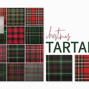 Weihnachtstartan Texturen - Tartan Hintergründe - Roter und Grüner Tartan - Weihnachtskaro - Sublimation Tartan - Schottischer Tartan