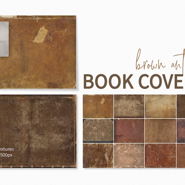 Brown Antique Book Cover Textures - Vintage Book Covers - Old Book Backgrounds - Brown Book Textures - Brown Worn Books - Brown Overlays