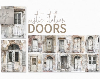 Rustic Italian Doors - Weathered Architecture - Distressed Vintage Walls - Aged European Style - Neutral Colored Antique Doorway Art
