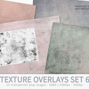 Textuuroverlays set 6 - transparante grunge-overlays - textuuruitknipmaskers - fotobewerkingsoverlay - transparante png-texturen