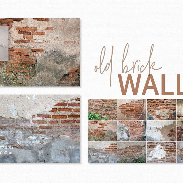 Old Brick Walls - Vintage Brick Textures - Brick Wall Backdrops - Weathered Exposed Bricks - Brick Photo Background - Brick Photo Backdrops