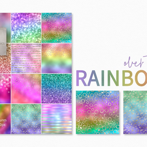 Over the Rainbow Textures - Rainbow Glitter - Rainbow Textures - Pastel Rainbows - Bright Rainbows - Rainbow Sparkles - Sublimation Rainbow