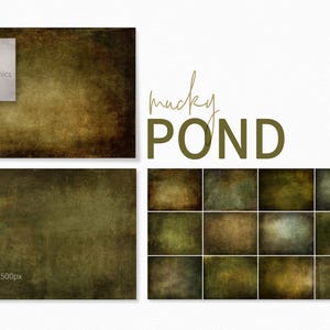 Mucky Pond - Dark Green Grunge Textures - Grimy Rustic Layers - Mossy Vintage Overlays - Earthy Brown and Green Backgrounds - Worn Textures