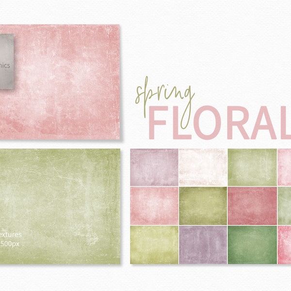 Spring Floral Textures - Soft Pastel Colored Backgrounds - Pink Green Pastel Photo Backdrops - Photo Editing - Soft Spring Grunge Textures