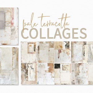 May include: A set of 12 digital collage images in pale terracotta tones. Each image is 3650 x 3300 pixels and features a unique abstract design with a textured, layered look.