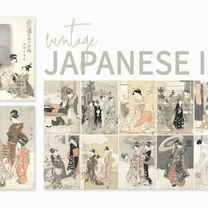 ヴィンテージジャパニーズ3 - 浮世絵版画 - 芸者アート - 伝統的な着物デザイン - 18世紀の繊細なイラスト - 日本の木版画