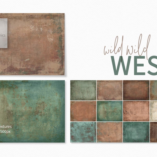 Wild Wild West Textures - Teal and Brown Background Textures - Grunge Backdrops - Brown and Teal Color Palette - Teal Grunge Textures