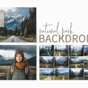 National Park Backdrops - Wilderness Digital Photography Backdrops - Editable Photoshop Mountain and Forest Backdrops - Hiking Background