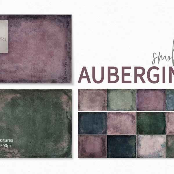 Smoked Aubergine Textures - Purple Textured Backgrounds - Purple Grunge Backdrops - Green Purple Grunges - Aubergine Color Palette