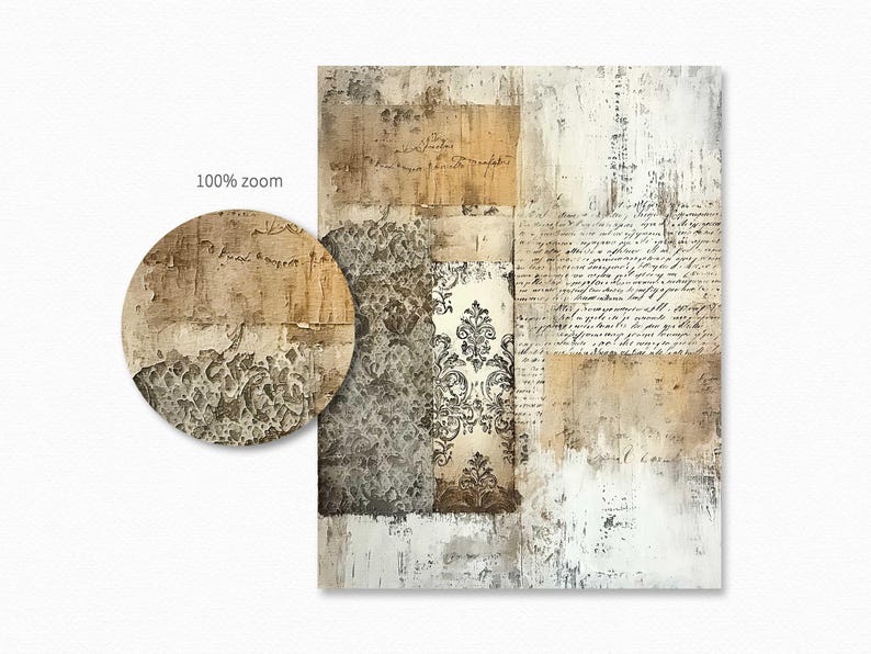 Venicitan Script Umber Venetian Scripts - Aged Paper Collage - Vintage Writing Textures ...