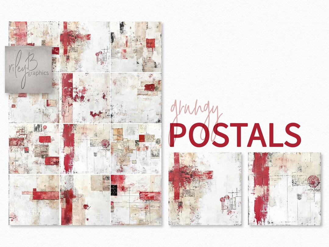 Grungy Postals - Bold Red Accents and Vintage Postal Elements on A ...
