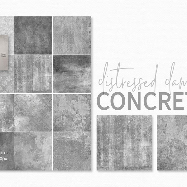 Distressed Damask Concrete Textures - Grunge Grey Stone - Embossed Stone Textures - Grey Textured Backgrounds - Distressed Grey Textures