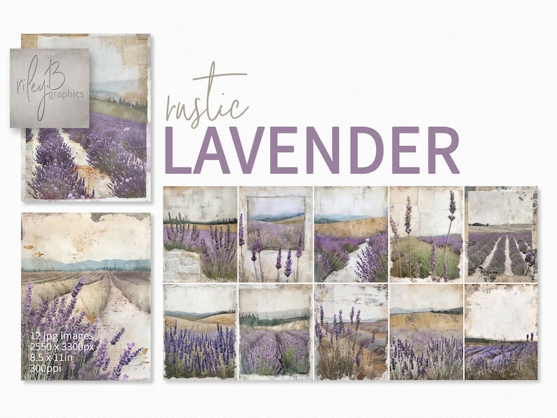 Rustic Lavender – Vintage French Lavender Fields – Soft Purple Pastel Landscapes – Antique Textured Overlays – Romantic Countryside Views image 1