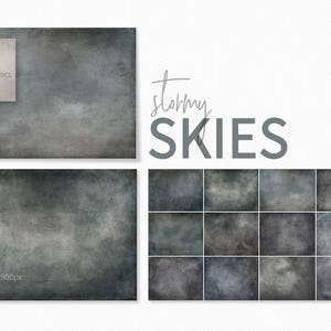 Stormy Skies Textures - Grey Sky Background Textures - Grunge Sky Backdrops - Stormy Sky Color Palette - Grey Blue Sky Grunge Textures