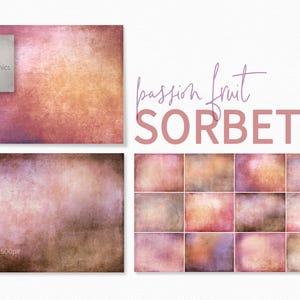 Passievruchtsorbettexturen - Passievrucht gekleurde achtergronden - Roze oranje Fotoachtergronden - Fotobewerking - Passievrucht-grunge
