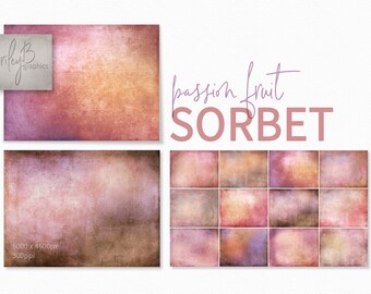 Passion Fruit Sorbet – Peach and Plum Grunge Textures – Warm Pink Abstract Backgrounds – Soft Gold Wash – Faded Grenadilla Tones