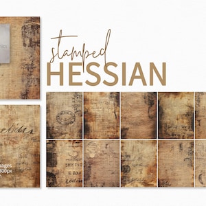 Gestempelte hessische - abgenutzte Texturen mit Vintage Poststempeln und gealterten Grunge-Effekten in satten Braun- und Sepiatönen