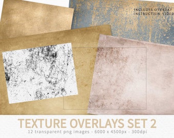 Texture Overlays Set 2 - Transparent Grunge Overlays - Texture Clipping Masks - Photo Editing Overlay - Transparent PNG Textures