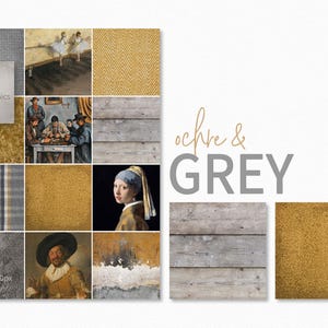 Textures ocre et gris - arrière-plans gris jaune - bois patiné - art vintage ocre - arrière-plans photo gris ocre - texture murale ocre