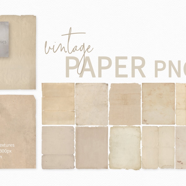 Vintage Paper PNGs - Digital Grunge Paper - Images of Old Paper - Vintage Paper Backgrounds - Distressed Paper Textures