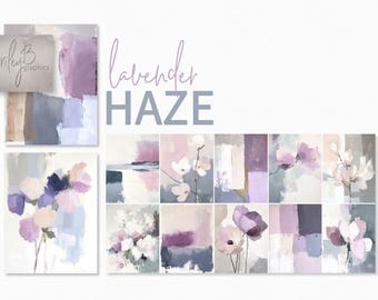 Lavender Haze - Digital Abstract Art Collection – Soft Purple & Neutral Prints – Floral Geometric Modern Wall Art - Muted Lavender Florals