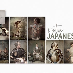 ヴィンテージ日本の肖像画 - 伝統的な侍 - 歴史的なタトゥー - アンティーク写真 - 江戸時代の武士 - 手彩色の侍