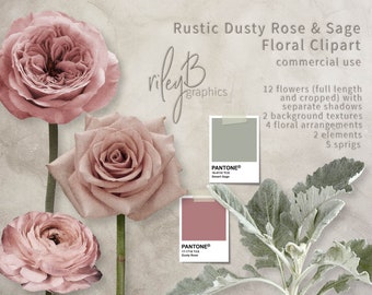 Dusty Rose Flowers - Dusty Rose Wedding - Floral Invitations - Sage Green Flowers - Dusty Rose Florals - Dusty Rose Shower - Rustic Wedding