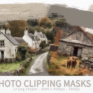Foto Schnittmasken 3 - Digitale Bilderrahmen - Fotorahmen Clipart - Grunge PNG-Masken - Beunruhigt Schnittmasken - Transparente PNG-Masken